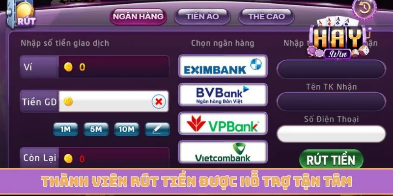 Thành viên rút tiền được hỗ trợ tận tâm và bảo mật 100%